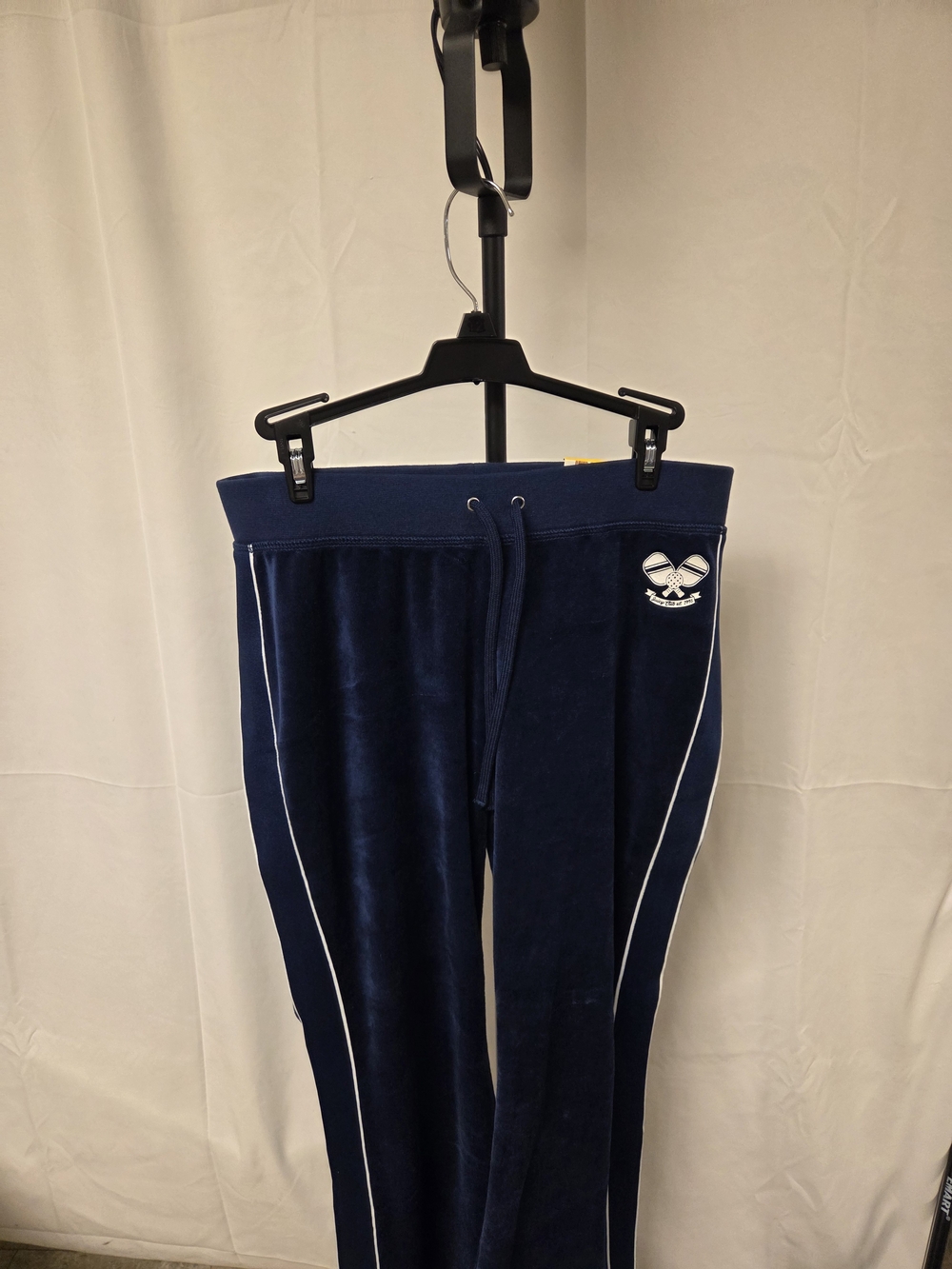 Juicy Couture Navy Velour Joggers with White Piping